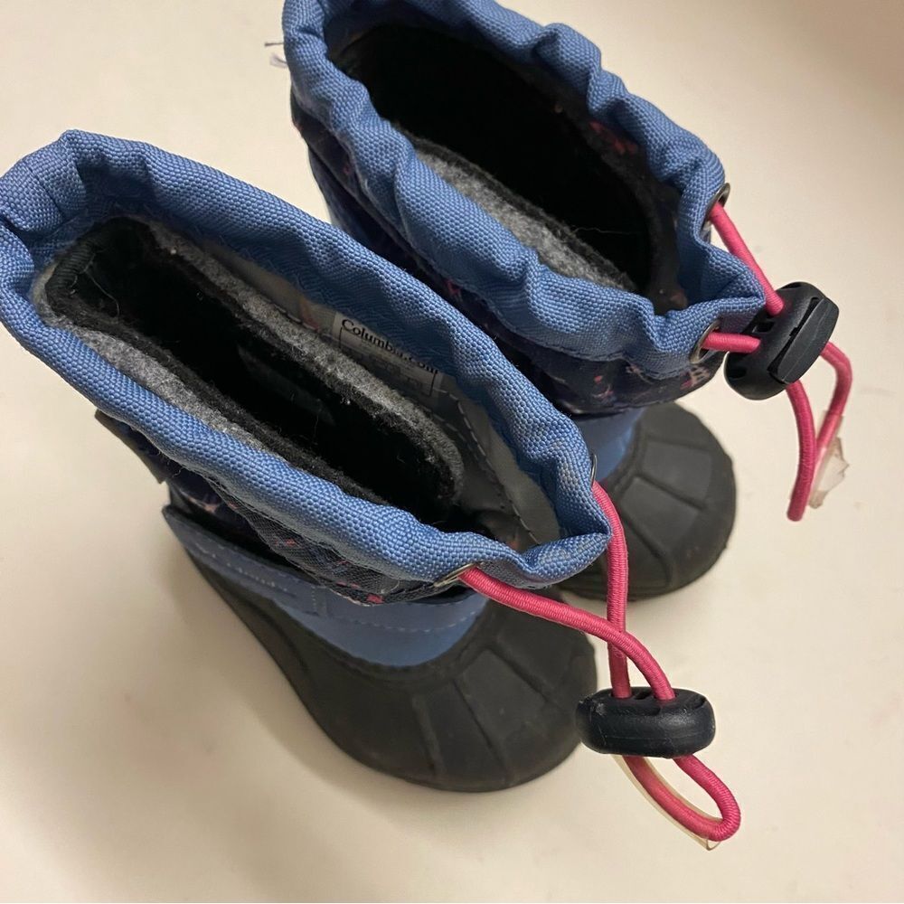 Columbia toddler Powderbug Plus II Print snow Boots girls kids youth 6 EUC - Picture 6 of 9